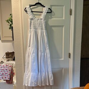 Abercrombie & Fitch White Ruffled Maxi Dress